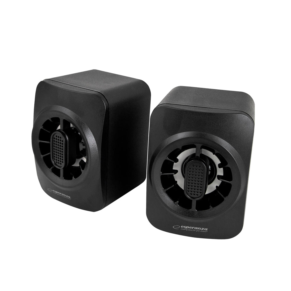 ESPERANZA Colunas USB 2.0 5W Pretas com LED Rainbow