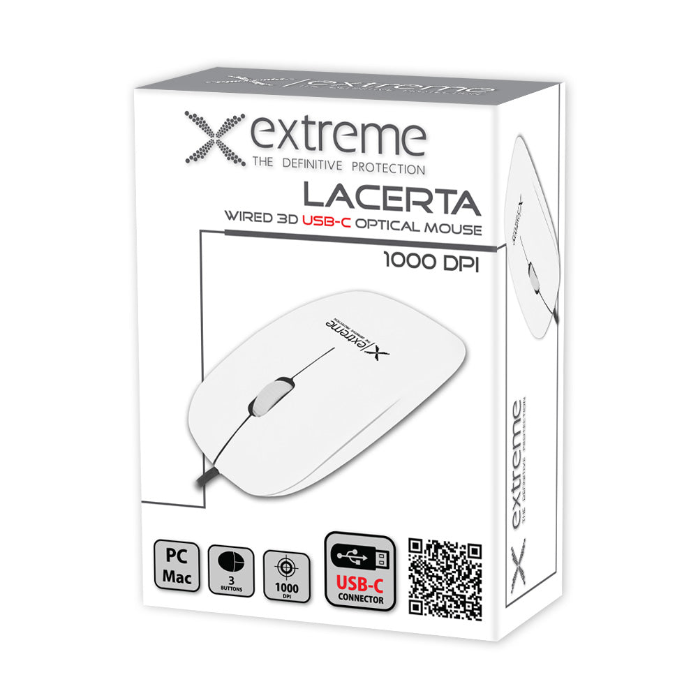 Rato Ótico com fios ESPERANZA EXTREME LACERTA 3D USB-C Branco