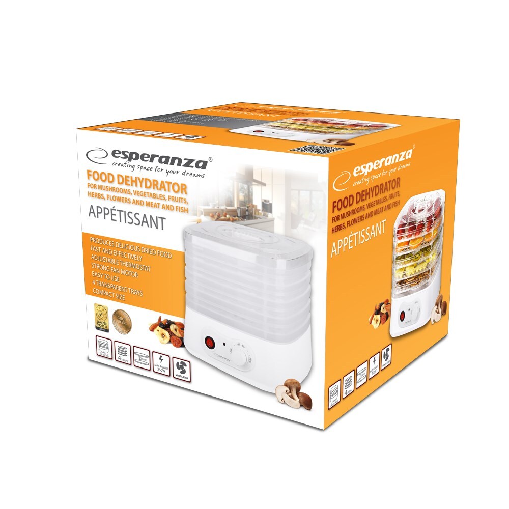 Desidratador de Alimentos ( Cogumelos, Frutos, Legumes, Ervas e Flores) ESPERANZA Ekd004 250 W