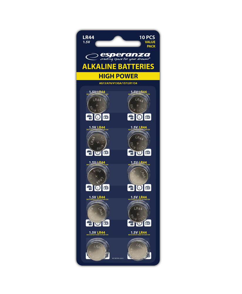 Pilhas Alcalinas Esperanza LR44 AG13 (Blister de 10 uni.)