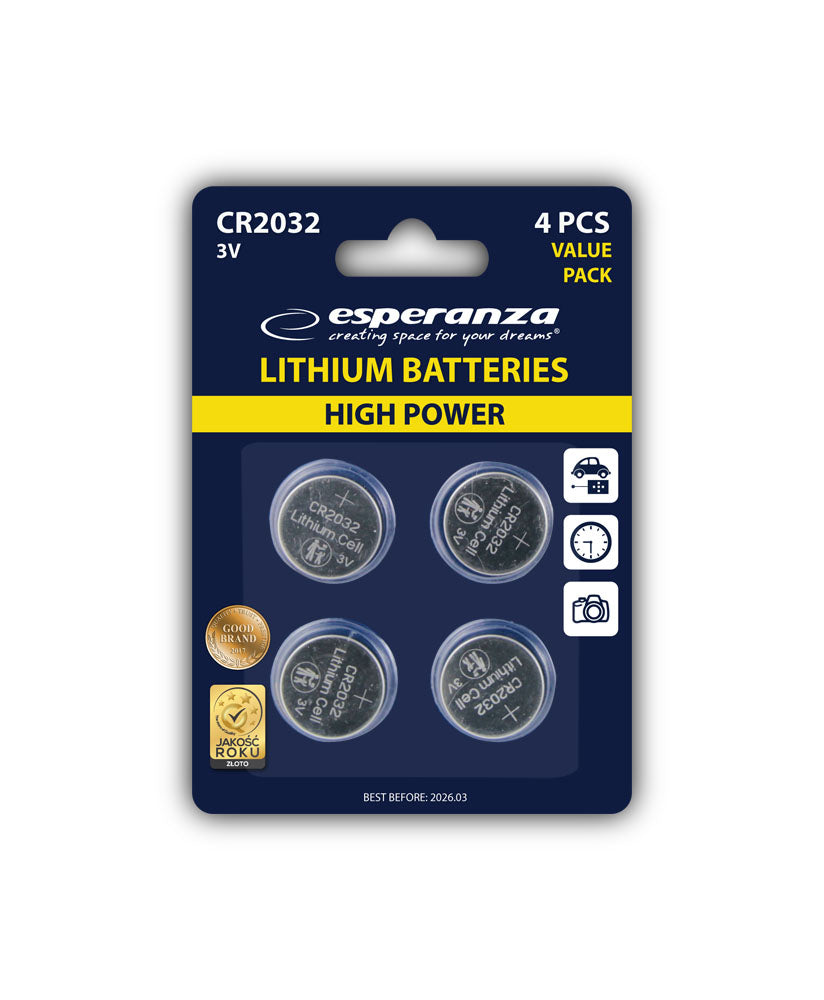 Pilhas de Botão Lítio Esperanza CR2032 (Blister de 4 uni.)