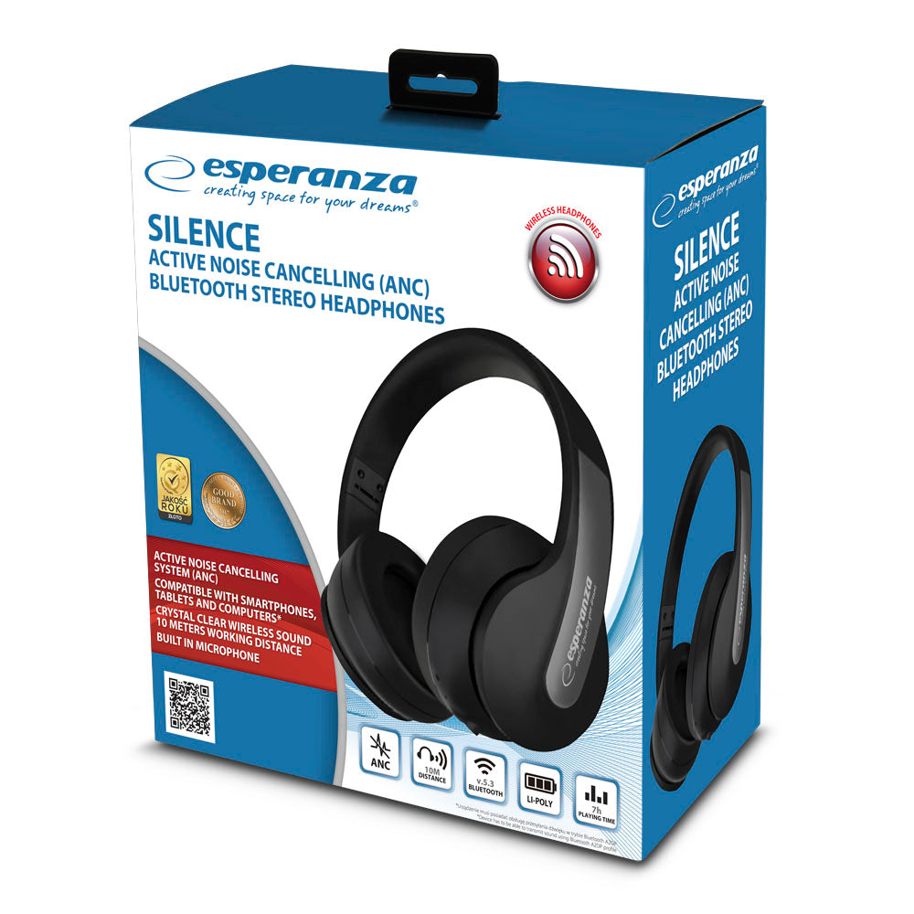Fones Headset Bluetooth ANC Silence Preto Esperanza EH240