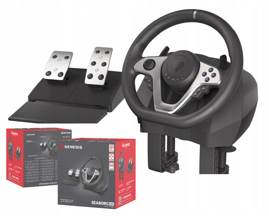 Volante + Pedais GENESIS Seaborg 400 Preto, Prateado USB Nintendo Switch, PC, PlayStation 4, Playstation 3, Xbox 360, Xbox One