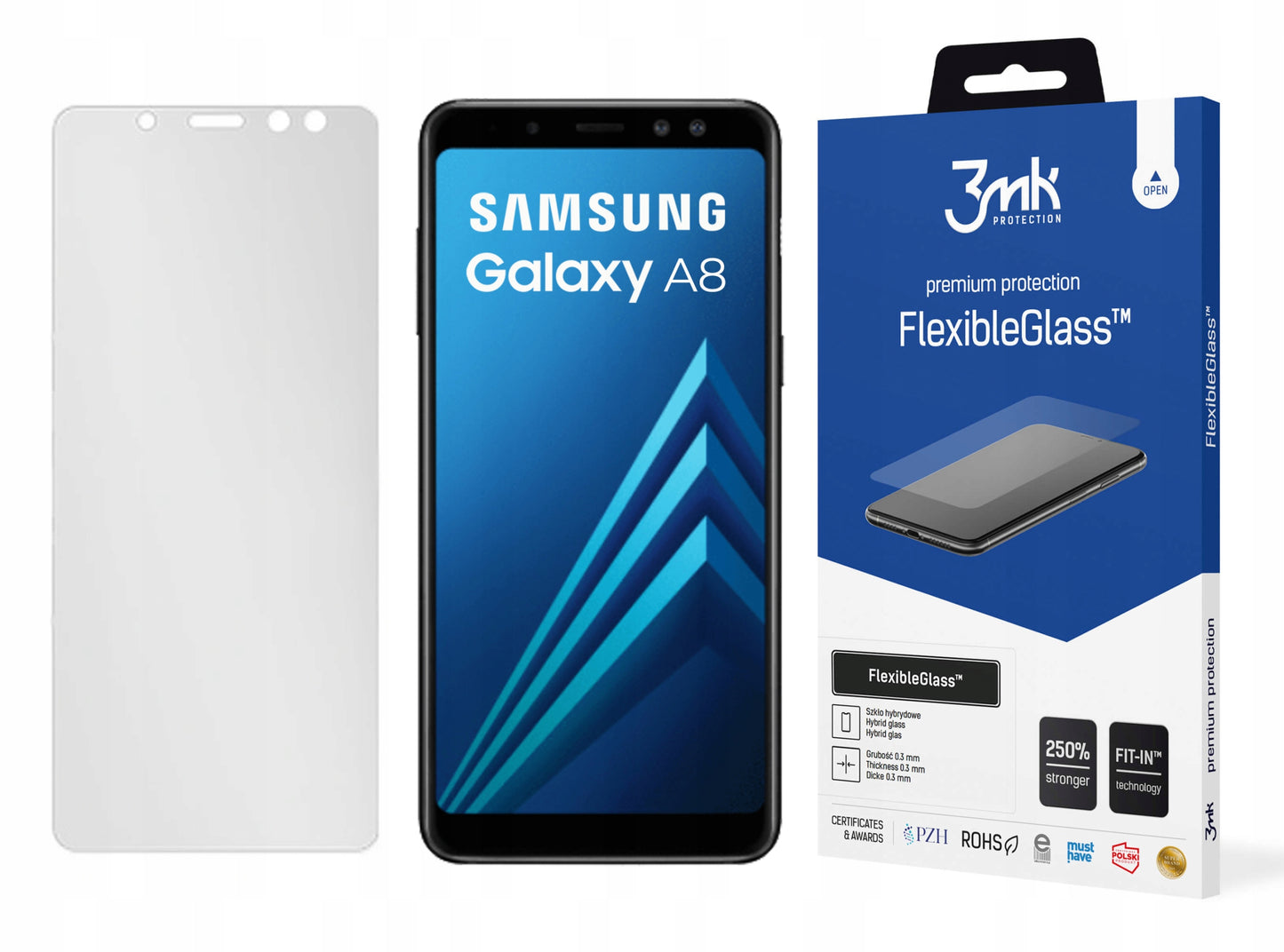 Película Protetora 3MK para Smartphone Samsung Galaxy A8 2018 - Vidro Híbrido FlexibleGlass™