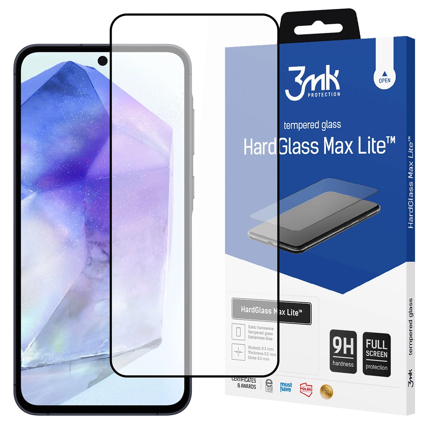 Película Protetora 3mk para Samsung Galaxy A35 e A55 / Hard Glass Max Lite