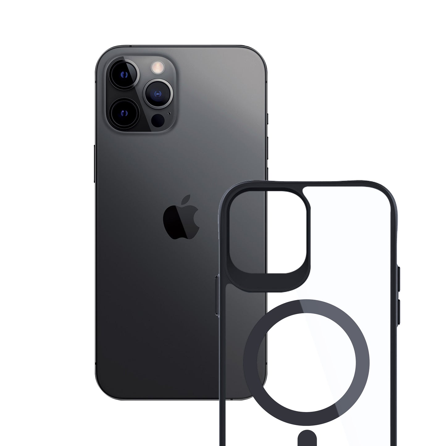 Capa 3mk Satin Armor para iPhone 12 Pro Max - Transparente com Estrutura Preta - MagCase com MagSafe