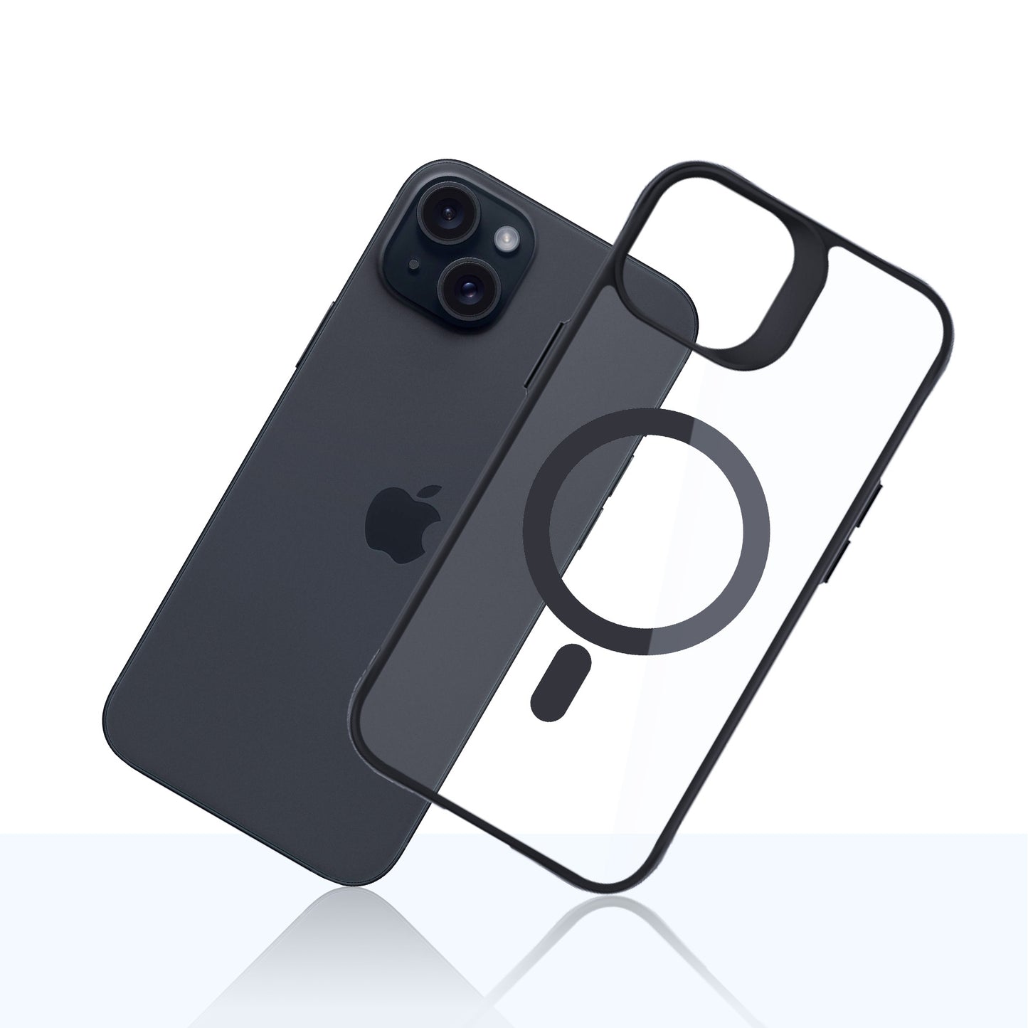 Capa Protetora Transparente / 3mk / para Smartphone iPhone 15 Plus / com Moldura Preta / Satin Armor MagCase com MagSafe