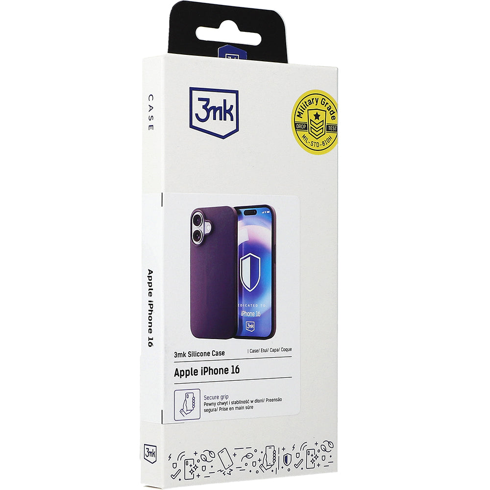 Capa de Silicone 3mk para iPhone 16 - Preta