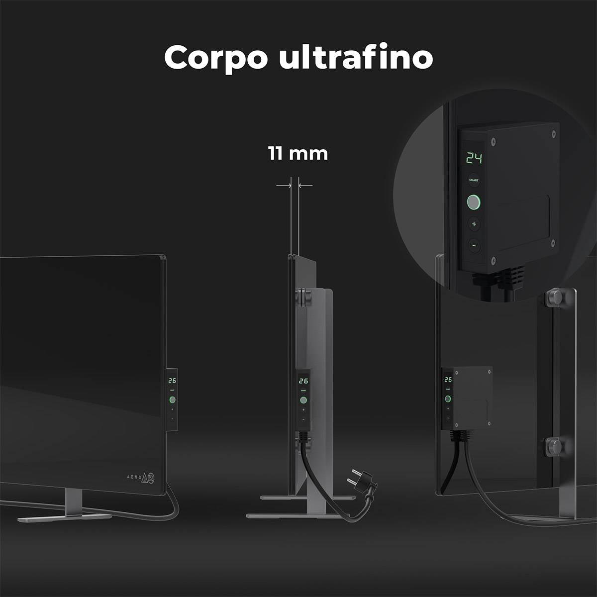 Aeno Radiador Infravermelho Premium Eco Smart LED GH3S 700W / Preto