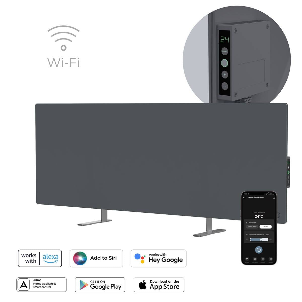 Aeno Radiador Infravermelho Premium Eco Smart LED GH3S 700W / Cinza