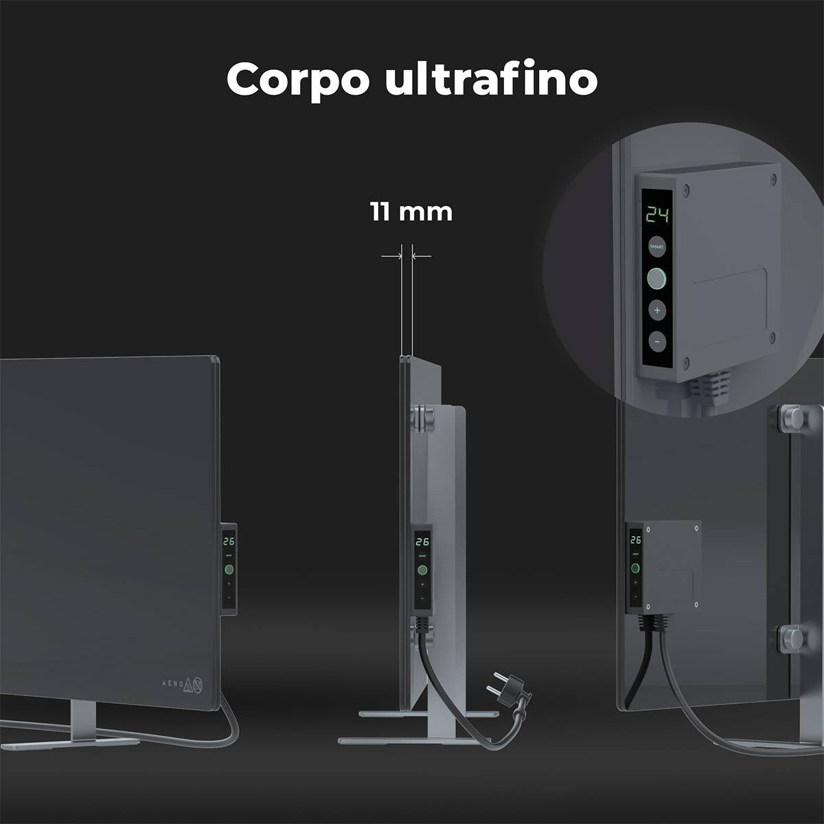 Aeno Radiador Infravermelho Premium Eco Smart LED GH3S 700W / Cinza