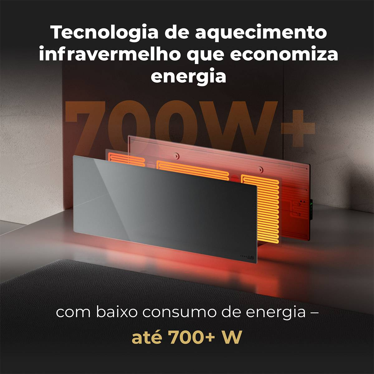 Aeno Radiador Infravermelho Premium Eco Smart LED GH3S 700W / Cinza