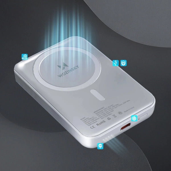 Powerbank Wozinsky Magnetic Mini 10000mAh 30W USB-C (Integrado) Cinza