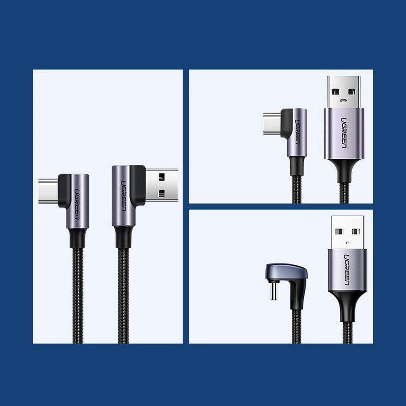 Ugreen angle cable USB cable - USB Type C Quick Charge 3.0 QC3.0 3 A 0.5 m gray (US176 20855)_5