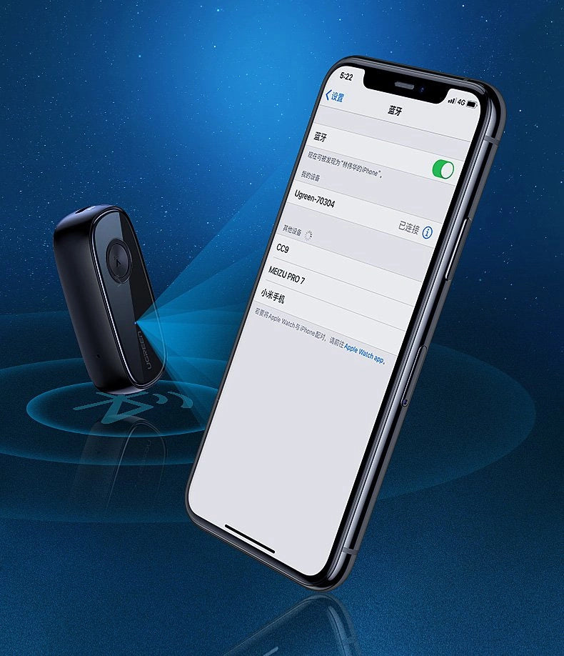 Ugreen Bluetooth 5.0 audio receiver AUX aptX, aptX LL mini headphone jack black (70304)_6