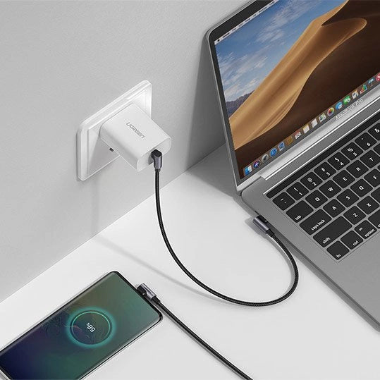 Ugreen US323 angled USB-C - USB-C PD QC SCP 3A 480Mb/s cable 1m - gray_2