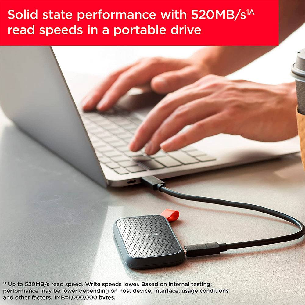 SSD Externo SanDisk Portable 1TB USB-C USB 3.2 Gen 2 (800Mb/s)