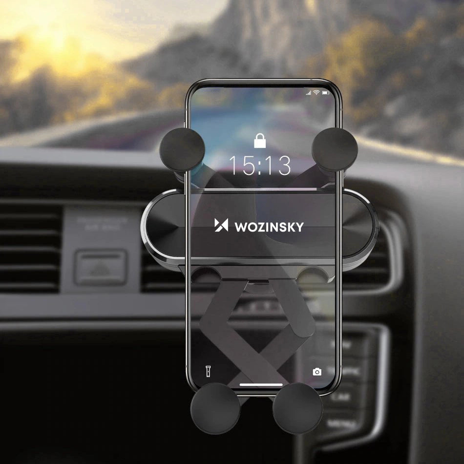 Wozinsky car phone holder gravity for ventilation grille black (WCH-05)_16