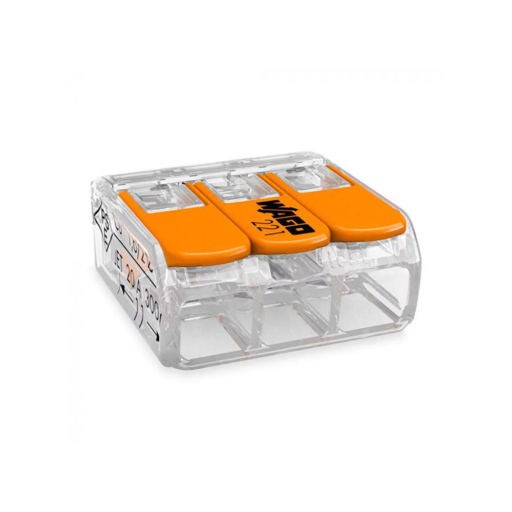 Conector rápido com alavanca 3 condutores, ø máximo 4 mm², 450 v, 32 a; transparente; 18,8 x 18,6 x 8,4 mm_0
