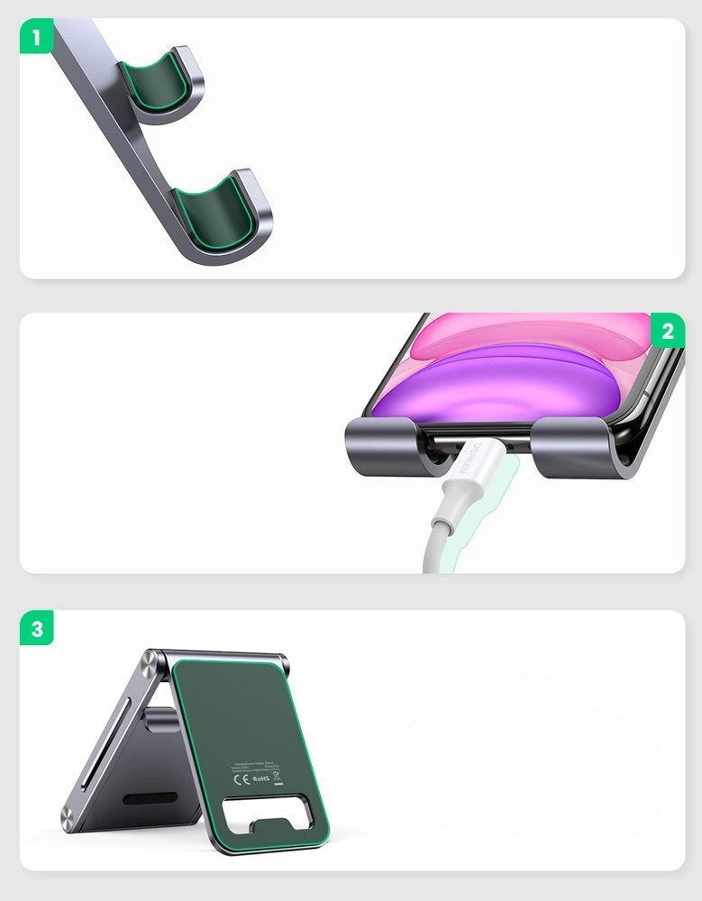 Ugreen metal aluminum folding phone holder tablet gray (LP263 80708)_13