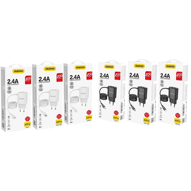 Dudao charger 2x USB with built-in 12W Lightning cable black (A2ProL black)_2