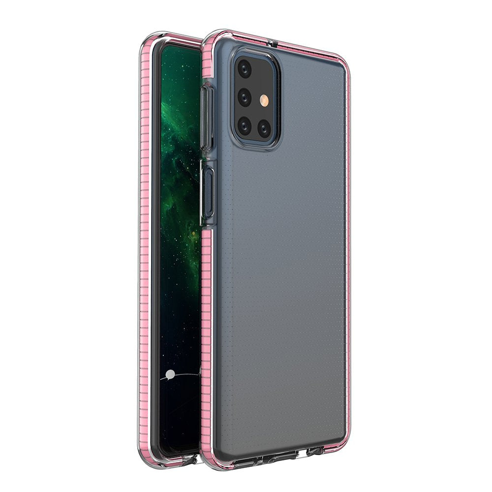 Spring Case clear TPU gel protective cover with colorful frame for Samsung Galaxy M31s light pink_0
