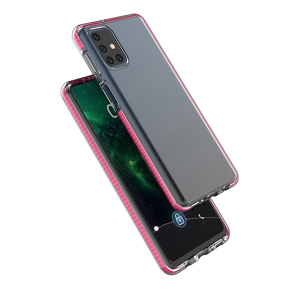 Spring Case clear TPU gel protective cover with colorful frame for Samsung Galaxy M31s light pink_1
