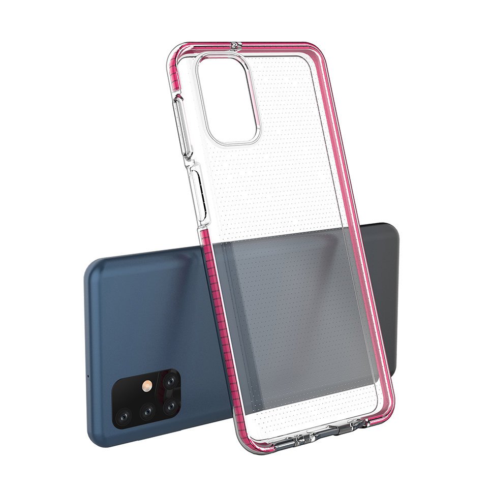 Spring Case clear TPU gel protective cover with colorful frame for Samsung Galaxy M31s light pink_2
