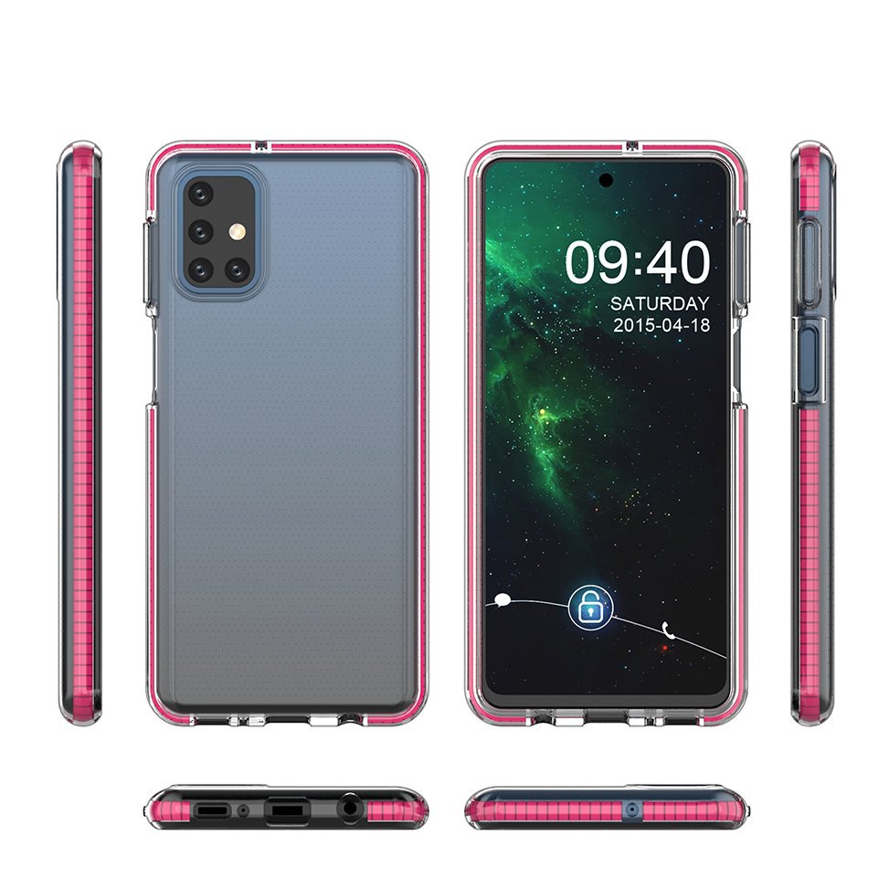 Spring Case clear TPU gel protective cover with colorful frame for Samsung Galaxy M31s light pink_3