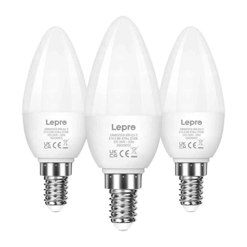 LEPRO 600059-WW-EU-3 LED Bulb, E14, C37, 4.2W (40W), 470 lm, 2700K (warm white), 250°, 3-pack_0
