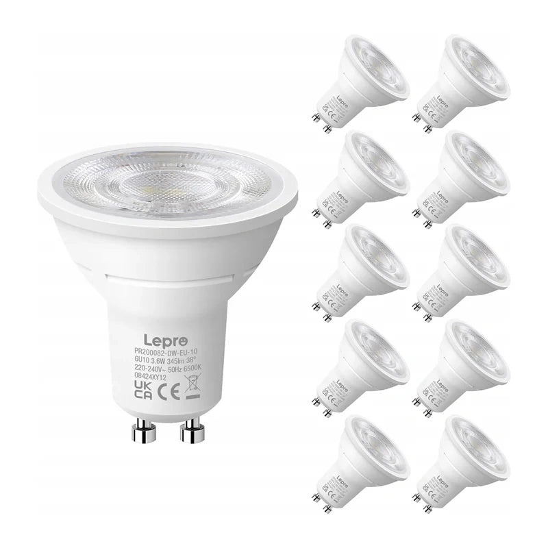 LEPRO 200082-DW-EU-10 GU10 LED Bulb, 3.6W, 345 lm, 6500K, 38°, Energy Class E, 10 pcs._0