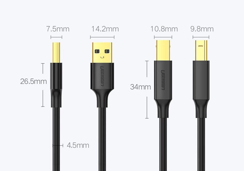 Ugreen USB Type B printer cable (male) - USB 2.0 (male) 480 Mbps 1.5 m black (US135 10350)_6