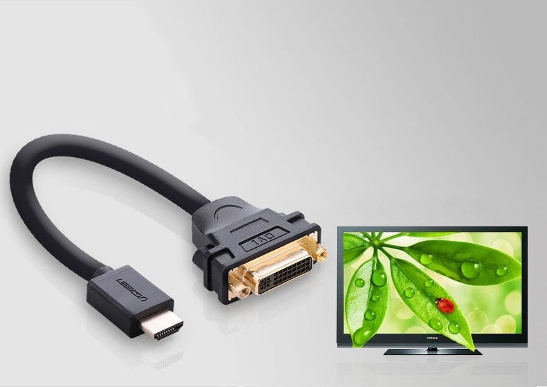 Ugreen cable cable adapter adapter DVI 24 + 5 pin (female) - HDMI (male) 22 cm black (20136)_2