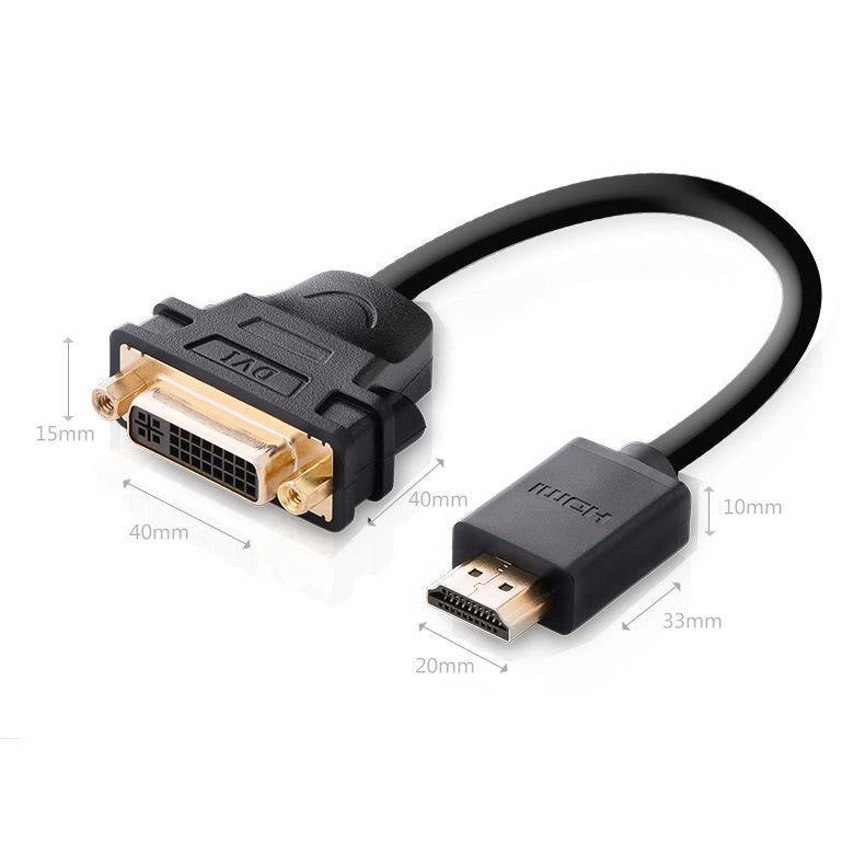 Ugreen cable cable adapter adapter DVI 24 + 5 pin (female) - HDMI (male) 22 cm black (20136)_3