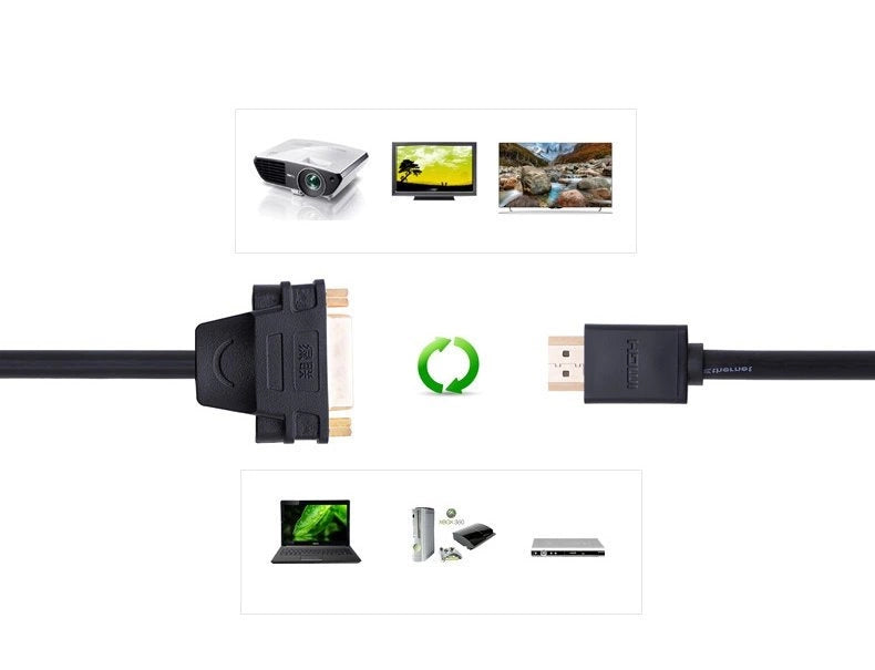 Ugreen cable cable adapter adapter DVI 24 + 5 pin (female) - HDMI (male) 22 cm black (20136)_7