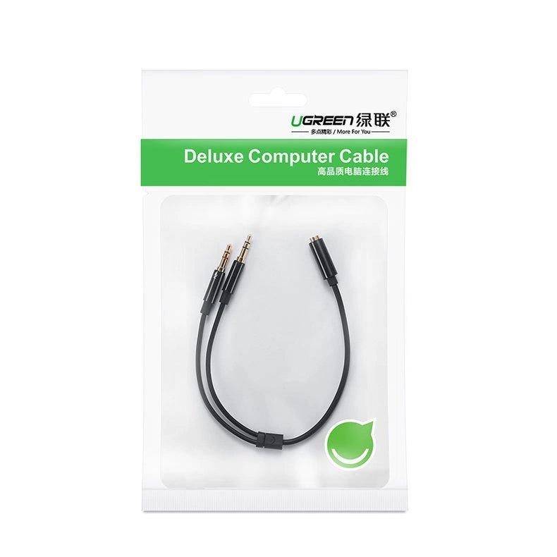 Ugreen AUX splitter cable 3.5 mm mini jack (female) - 2x 3.5 mm mini jack (male - microphone and headphones) black (AV140 20899)_4