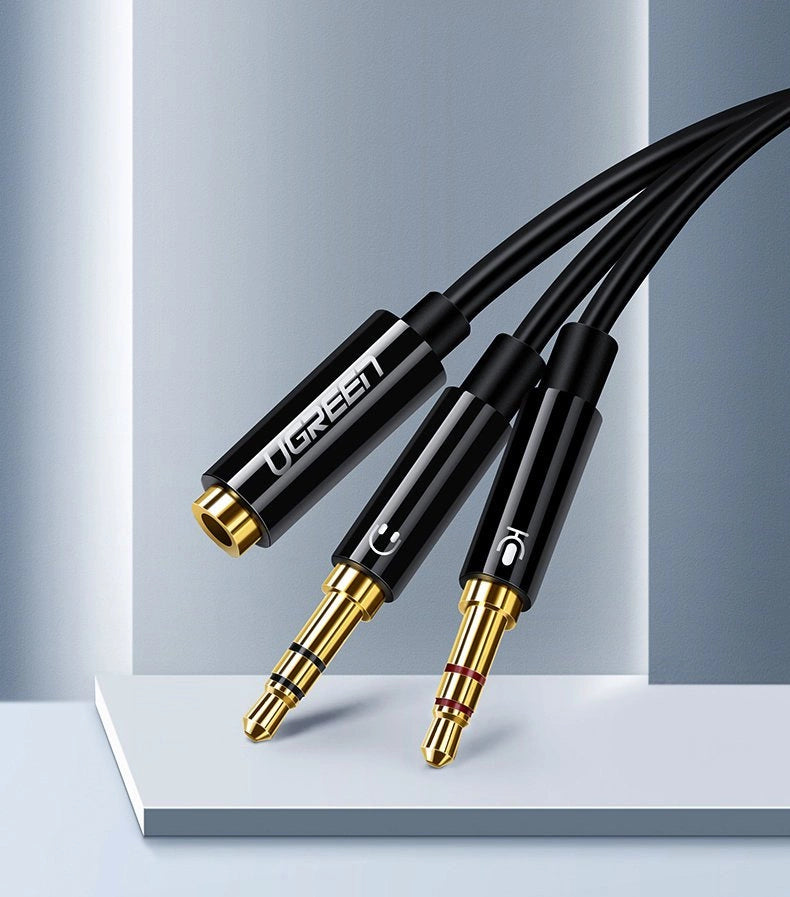 Ugreen AUX splitter cable 3.5 mm mini jack (female) - 2x 3.5 mm mini jack (male - microphone and headphones) black (AV140 20899)_1