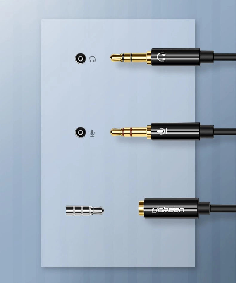 Ugreen AUX splitter cable 3.5 mm mini jack (female) - 2x 3.5 mm mini jack (male - microphone and headphones) black (AV140 20899)_5