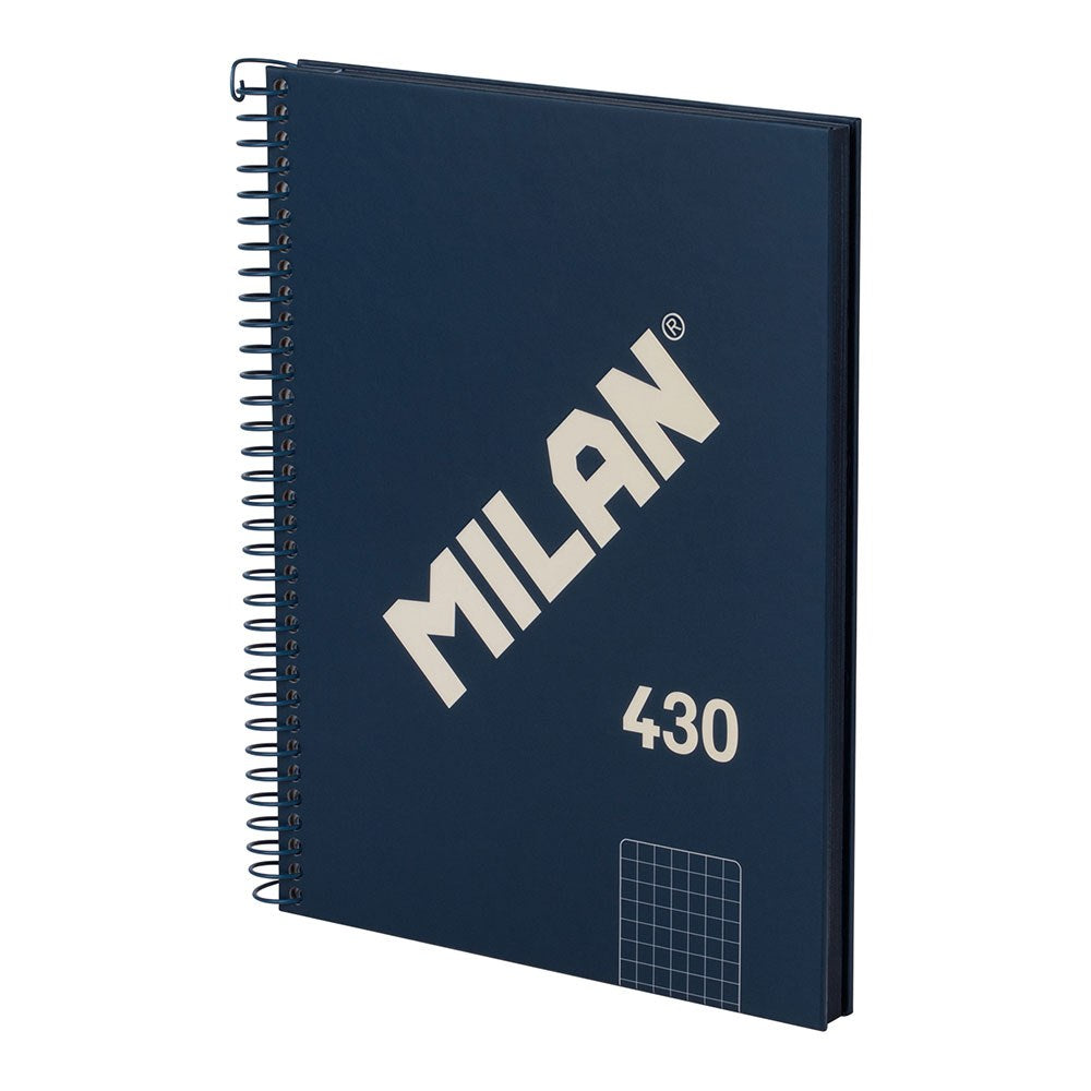 Caderno a5, espiral, capa dura, 80 folhas quadriculadas, azul_0