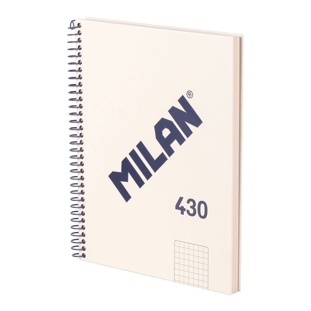 Caderno a5, espiral, capa dura, 80 folhas quadriculadas, bege_0