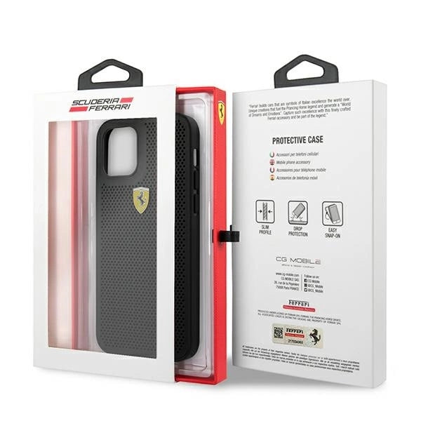 Ferrari FESPEHCP12LBK iPhone 12 Pro Max 6.7" black/black hardcase On Track Perforated_10
