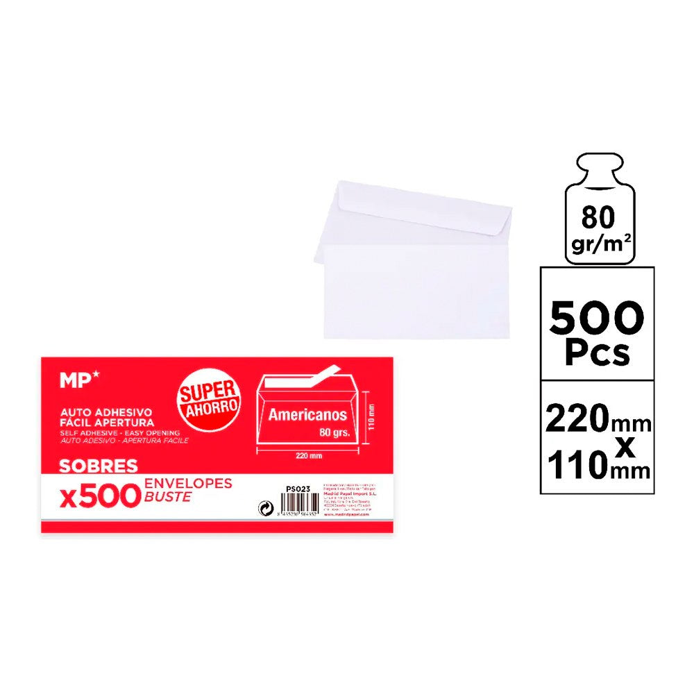 Envelopes autoadesivos brancos americanos, 176 x 120 mm, 500 un_0