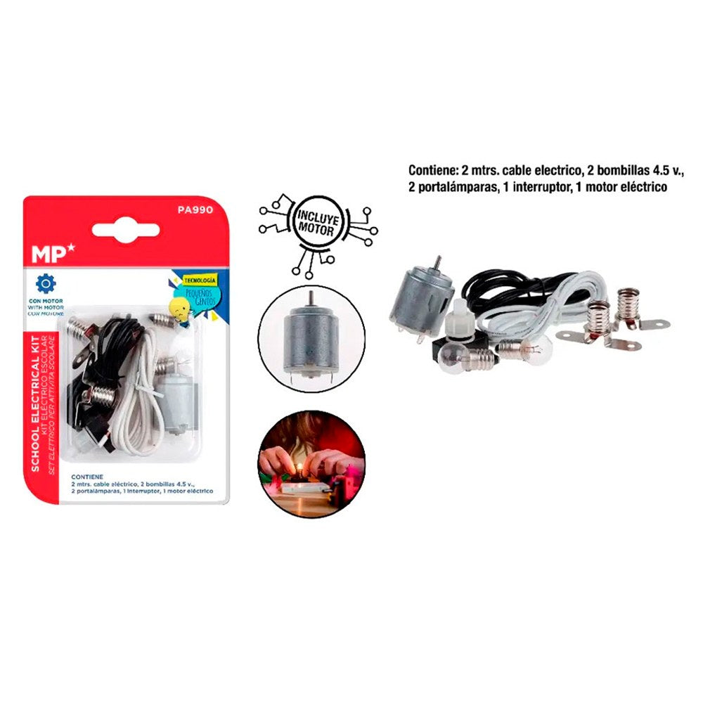 Kit elétrico para projetos escolares: lâmpadas + motor_0
