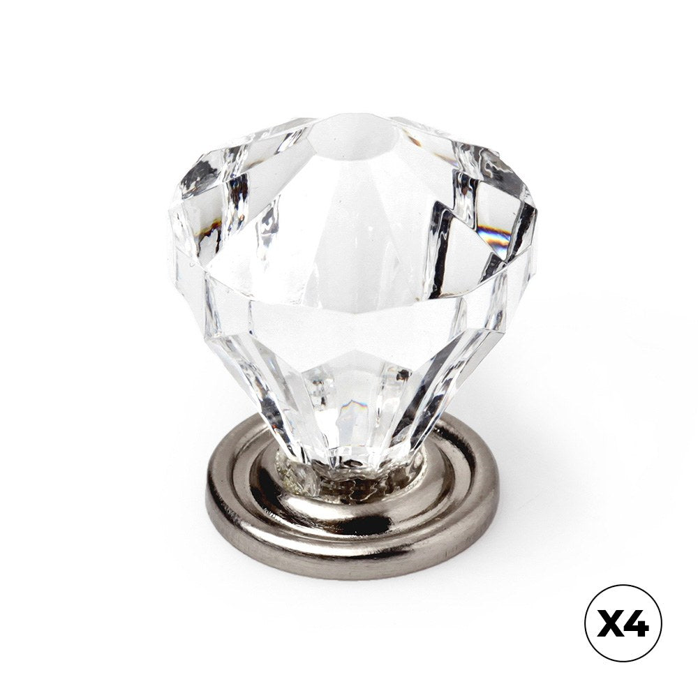Pómulo para móvel, modelo 487, de abs transparente com acabamento cromo brilho, ø30 mm, blister 4 un_0