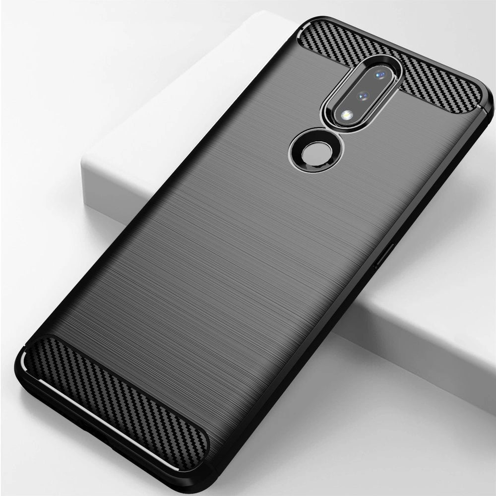 Carbon Case Flexible Cover TPU Case for Nokia 2.4 black_7