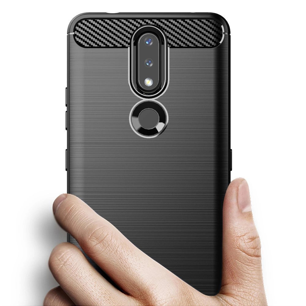 Carbon Case Flexible Cover TPU Case for Nokia 2.4 black_1