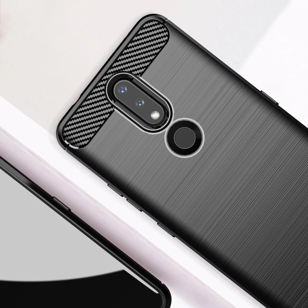 Carbon Case Flexible Cover TPU Case for Nokia 2.4 black_2
