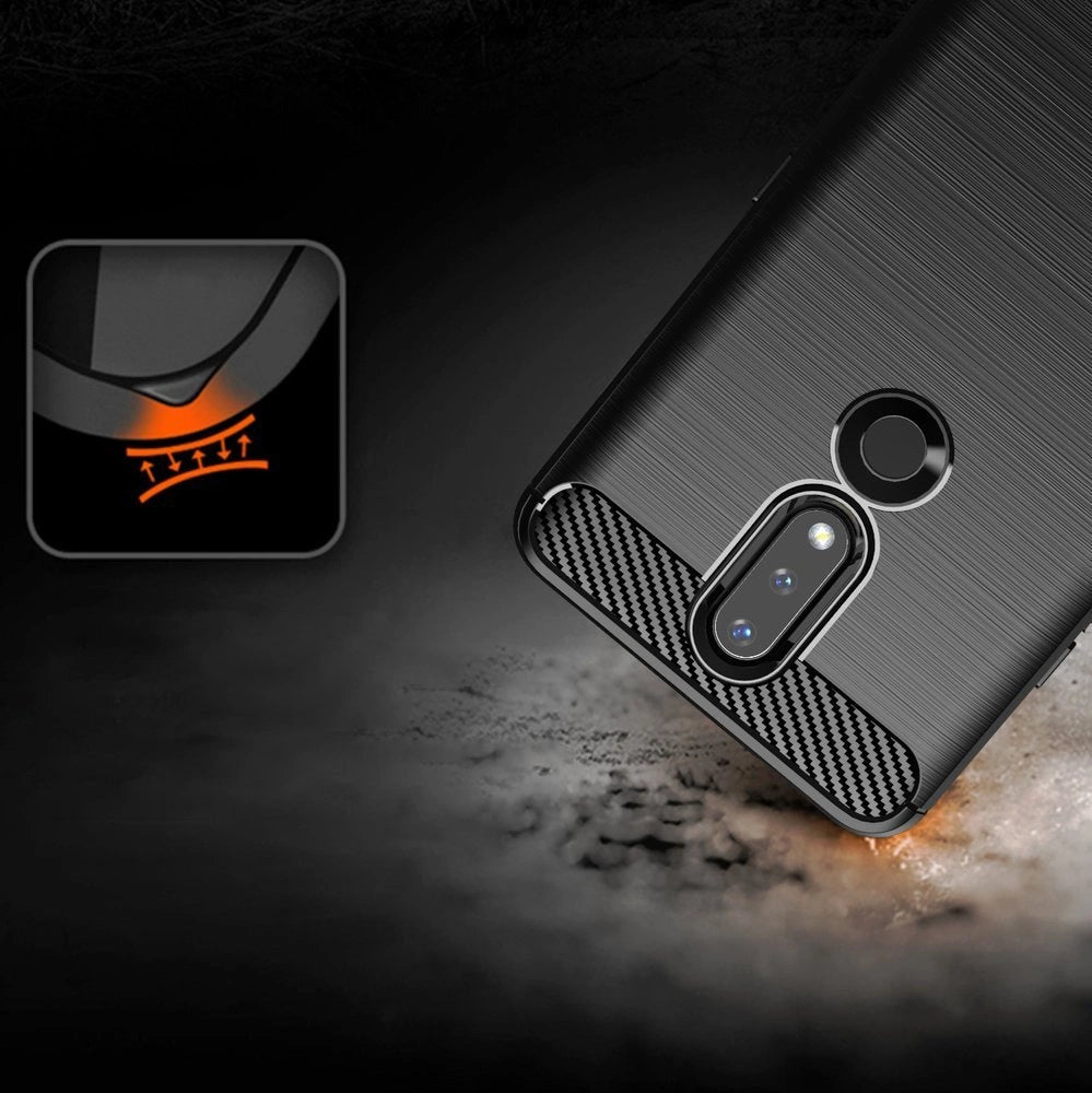 Carbon Case Flexible Cover TPU Case for Nokia 2.4 black_4