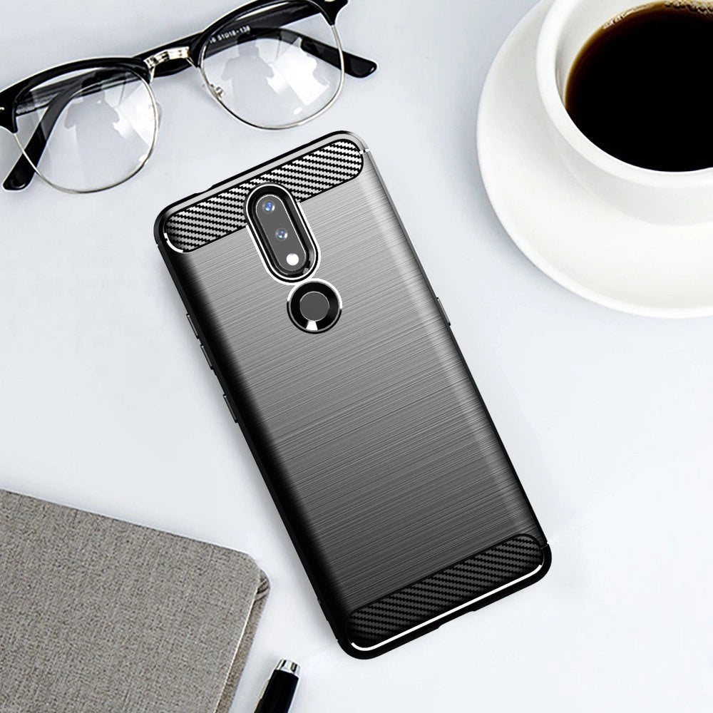 Carbon Case Flexible Cover TPU Case for Nokia 2.4 black_5