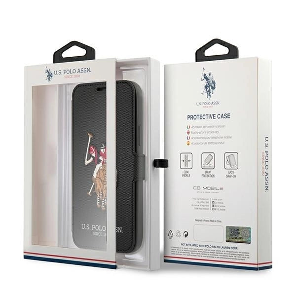 US Polo USFLBKP12SPUGFLBK iPhone 12 mini 5,4" czarny/black book Polo Embroidery Collection_6